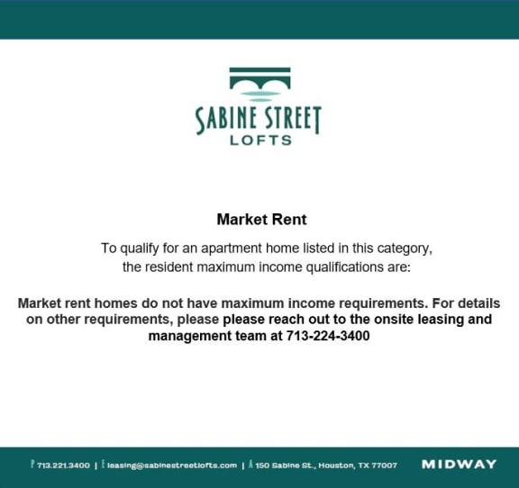 Apartment Floor Plans of Sabine Street Lofts in Houston, TX